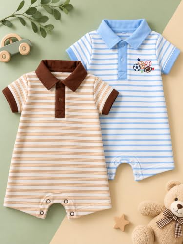 Image of TuddyBuddy 100% Cotton Romper /Jumpsuit /Bodysuit Set for Baby (Pack of 2 Playsuits)
