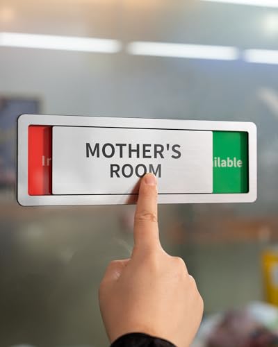 Image of Mother's Room Door Signs, Do Not Disturb,Breastfeeding Door Sign, In Use /Available Slider Sign for Lactation Room, Privacy Vacant Occupied Nursing Signs，Brushed Silver