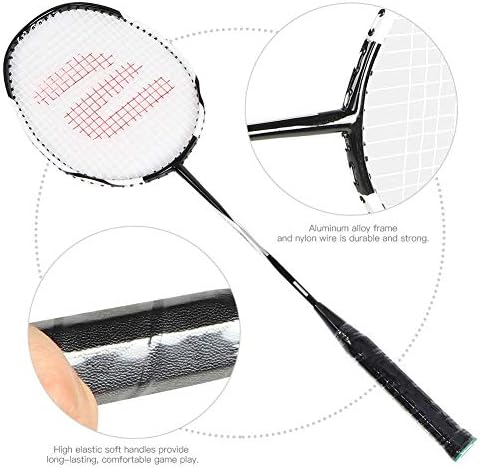 2Pcs Badminton Racket, Badminton String Racquet Carbon Aluminum Battledore Training Racket with Storage Bag