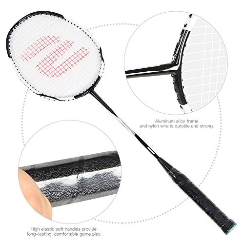 Estafa de bádminton 1 par, Raqueta de Entrenamiento de Raquetas de bádminton de Aluminio y Carbono con Bolsa de Transporte