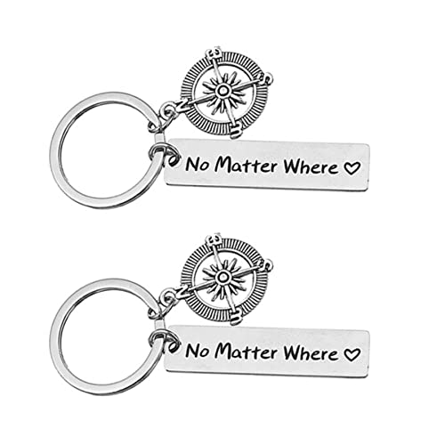 PATKAW 2 Stück Kompass Schlüsselanhänger Graduierung Zitat Schlüsselanhänger Freundschaft Schlüsselanhänger Inspirierende Schlüsselanhänger Buchstaben Wörter Gedruckt Cover