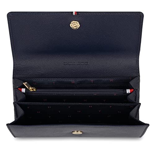 Image of Tommy Hilfiger Ariel Women Leather Flap Wallet Navy
