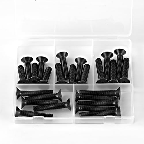 Vis à tête fraisée M8 x 30 40 50 mm acier noir six pans creux entièrement filetée - 7