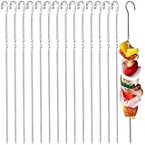 Saijer Pinchos Barbacoa,30 PCS Brochetas De Barbacoa De Acero Inoxidable Brochetas Reutilizables De Kebab Brochetas De Kebab De Acero Plano Amplio Largas Pinchos Barbacoa para Fogata O Parrilla(35CM)
