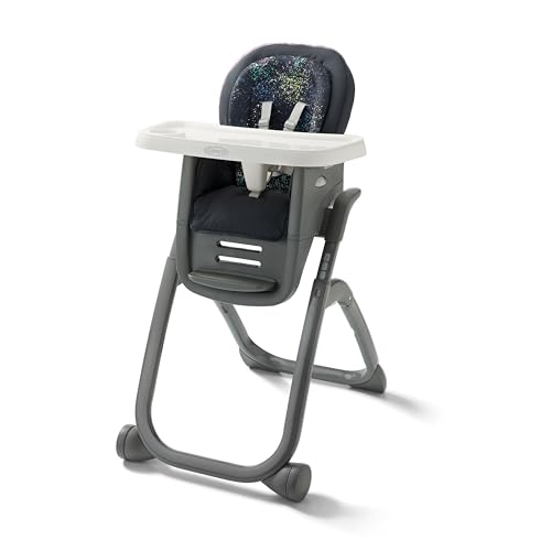 Image of Graco DuoDiner DLX Highchair, 6 Stages of Use, Infant to Baby High Chair, Infant to Toddler Booster Seat, Youth Stool, 5 Adjustable Height Positions, Splatter Art