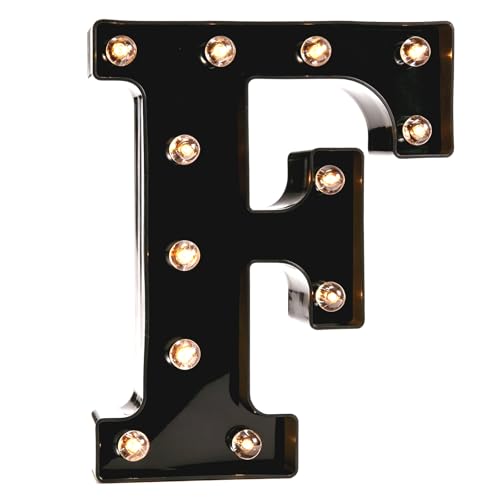 Image of Pooqla Black Light Up Letter F, Marquee Letters Black Room Decor | LED Lighted Letters Birthday Party Decorations, Gifts for Boys Men Christmas Anniversary Night Light Home Bar Room Decoration