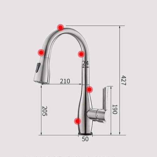 Grifo para fregadero de cocina sin contacto con caño giratorio comercial 3