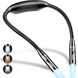 Lamparas Lectura Amazon Gritin Luz de Lectura Cuello Recargable, Lampara de Lectura Libros Cama con Modo Memoria - 3 Colores Modos Protección Ocular, 80H+ Ejecución, Diseño Ergonómico Cómodo & Flexible Luz para Leer Libros