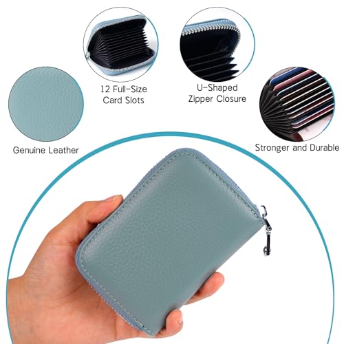 Credit Card Wallet, Zipper Card Cases Holder for Men Women, RFID Blocking, KeyChain Wallet, Blue3
