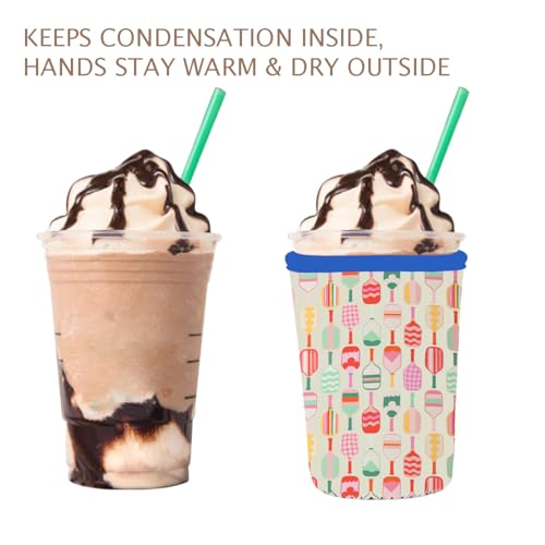 Image of Reusable 3-Pack Iced Coffee Cup Sleeve, Insulated Neoprene, Beverage Holder for Iced Coffee, Durable Drink Sleeve for Cold Beverages, Pickleball Play