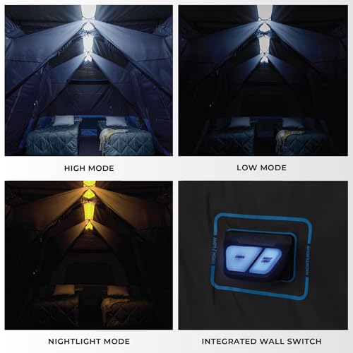 CORE 12 Person Instant Cabin Tent with LED Lights | Large 3 Room Family Lighted Pop Up Tent for 2 Minute Camp Setup | Included Storage Pockets for Camping Accessories - Image 6