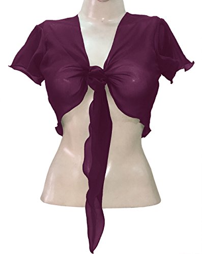 Image of Indian Trendy Women's Chiffon Short Sleeve Tie Top Choli Blouse Belly Dance Gypsy Tie Front Cardigan Tops
