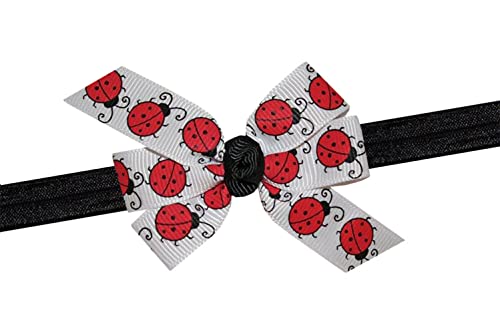 WD2U Baby Girls Infant Red & Black Ladybug 3" Hair Bow Headband2