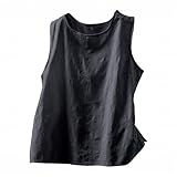 ZTFYKLIN Top Lencero Mujer Camisetas Sin Mangas Para Mujer, De Estilo Étnico, Con Cuello, Blusa (Black, Xxl) Tirantes Basicas Tops Camiseta Azules Chaleco Talla Grande Camisas Ropa Colete