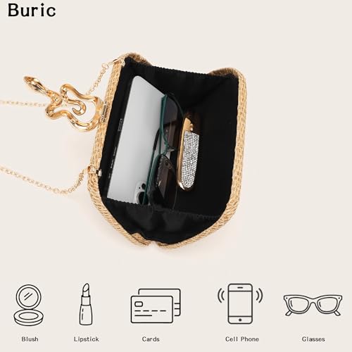 Image of Straw Clutch Purses Summer Beach Purse for Women Woven Vacation Handbags Snake Clasp Straw Beach Bag