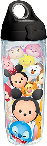 Tervis Disney - Tsum Tsum Stack Tumbler with Wrap and Black with Gray Lid 24oz Water Bottle, Clear