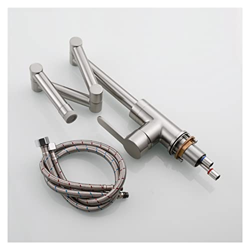 Grifo de cocina triple arm plegable de tres secciones de níquel para agua fría y caliente 8