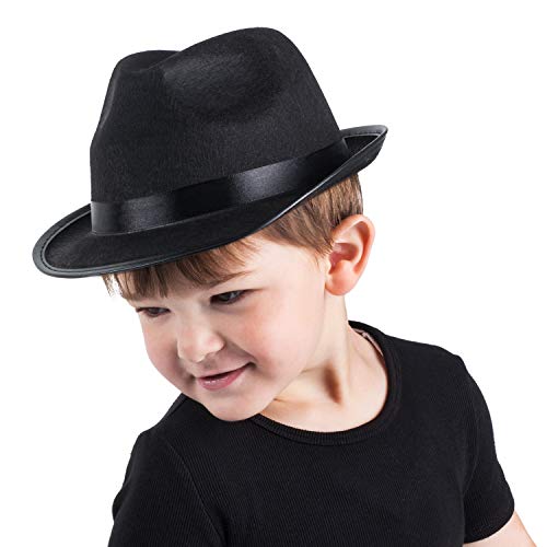 Funny Party Hats Toddler Fedora - Gangster Fedora Black Hat for Kids - Costume Accessories for Children