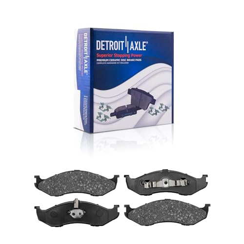 Image of Detroit Axle - Brake Pads for 03-06 Jeep Wrangler TJ, Front and Rear Brake Pads w /Hardware 2003 2004 2005 2006 Replacement