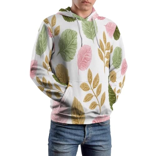 Sweat à capuche imprimé feuille 3D unisexe automne hiver