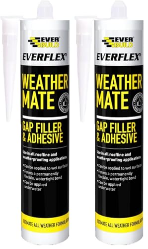 Image of Everbuild Everflex Weather Mate – Gap Filler & Adhesive – Water Resistant – Permanently Flexible – For Exterior Use – Black – 295ml Cartridge (Pack of 2)