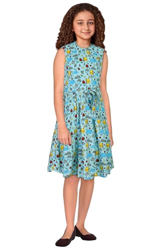Image of Allen Solly Girls' Cotton Blend Dress | Soft Comfortable Feel | Casual Frock | Party & Everyday Wear