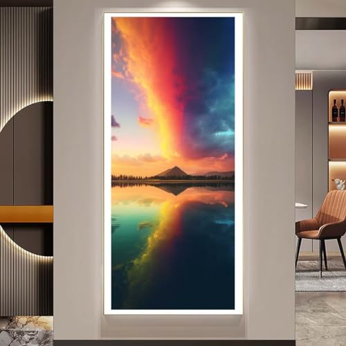 Peinture diamant 5D mer arc-en-ciel pour décorer un grand mur de salon moderne f328
