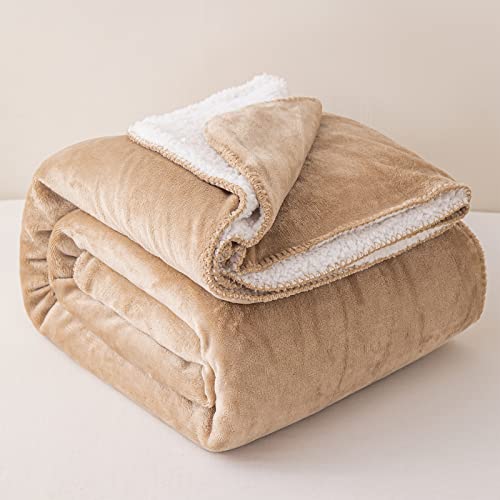 EDS Couverture polaire Sherpa double face en tissu peluche extra doux thermique pour lit et canapé pour améliorer le sommeil pour lit double Vison 150 x 200 cm