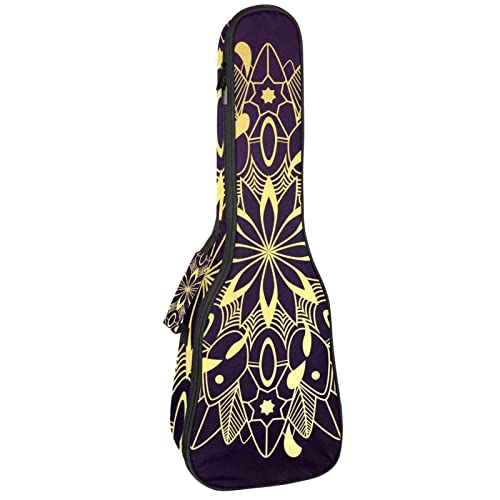 Sac de transport ukulélé ténor imperméable avec motif mandala doré et bretelles de sac à dos