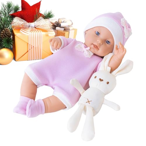 Poupée Reborn fille de 30 cm lavable avec son doudou lapin réaliste