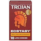 TROJAN Ultra Ribbed Ecstasy Lubricated Condoms, 10 Count of TROJAN Condoms