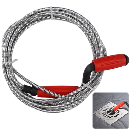 6 mm x 5 m Espiral Alambre Desatascador Tuberias para Atascos Rebeldes en Desagües, Guia Cable Desatascador para Baño y Cocina, Muelle Desatascador de Tuberias para Lavabos, Desagües, Alcantarillas