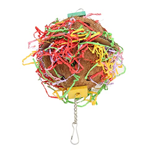 Tnfeeon Jouets à Mâcher en Bois pour Perroquet Jouet à Mâcher pour Oiseau en Bois Naturel, Jouet de Déchiquetage D'oiseau en Coquille de Noix de Coco Perruches Colorées Résistantes aux Cover