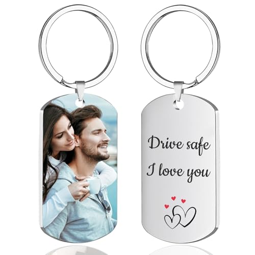 POKEHAND Custom Keychain with Picture,Personalized Keychains with Engraving Photo/Text,Customized gifts for boyfriends husbands wives and girlfriends