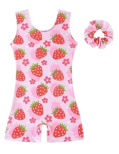 Vogseek Girls Gymnastics Leotards for 6Y 7Y Little Girls' Colorful Pink Athletic Outfits with