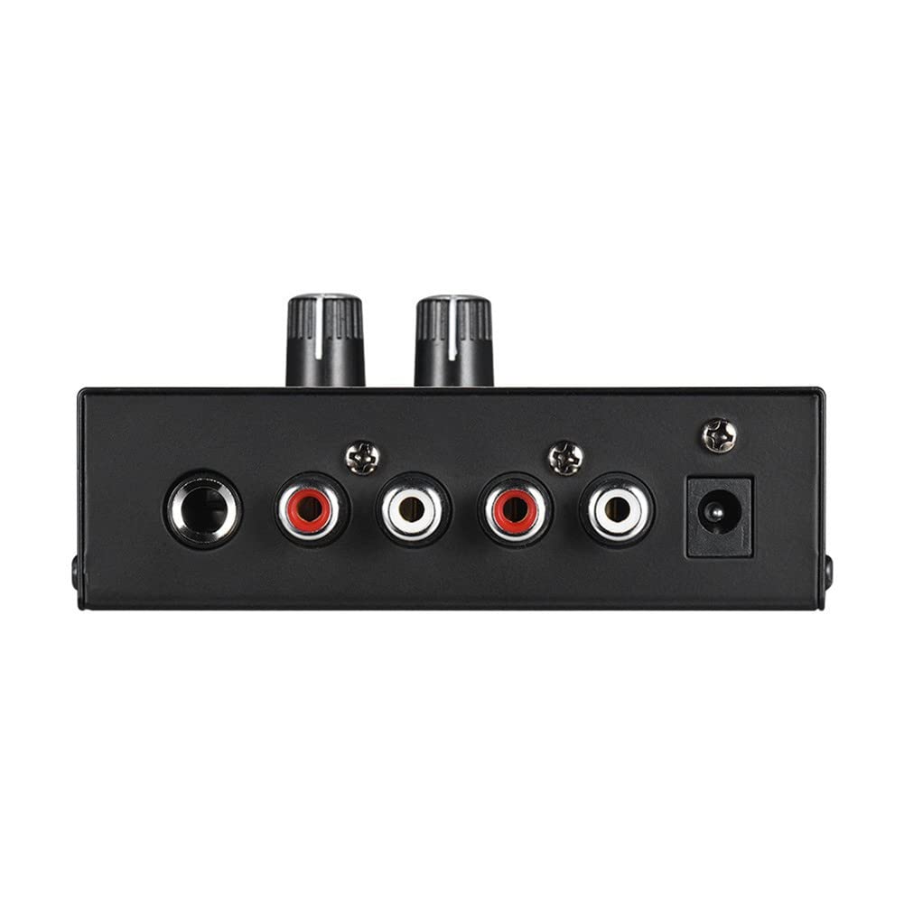 Phono - Preamplificador de tocadiscos, mini fonógrafo estéreo de audio, adaptador de corriente CC 12 V separado, entrada RCA, salida RCA y preamplificador de bajo ruido, portátil, operación de control