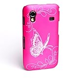  wortek Schutzhülle, kompatibel mit Samsung Galaxy Ace S5830, Schmetterling Hülle (Harte Rückseite) Prägung Pink