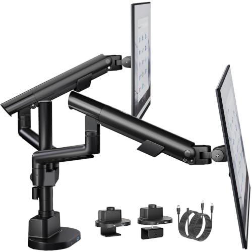 Brazo para monitor MA101-D soporte de mesa negro con USB P regulable