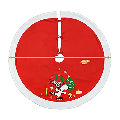 Peanuts Snoopy 48" Embroidered Applique Christmas Tree Skirt #TOP1