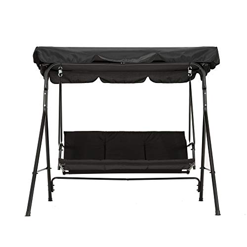 MCombo 3-Sitzer Hollywoodschaukel Gartenschaukel Gartenliege Schaukelbank 8003 (Schwarz) - 2