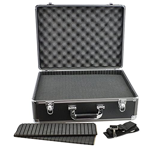ROC Cases B067 Lockable Black Flight Case with Gun Metal Grey Trim L460 x W340 x H170mm, Cubed Foam and Dividers