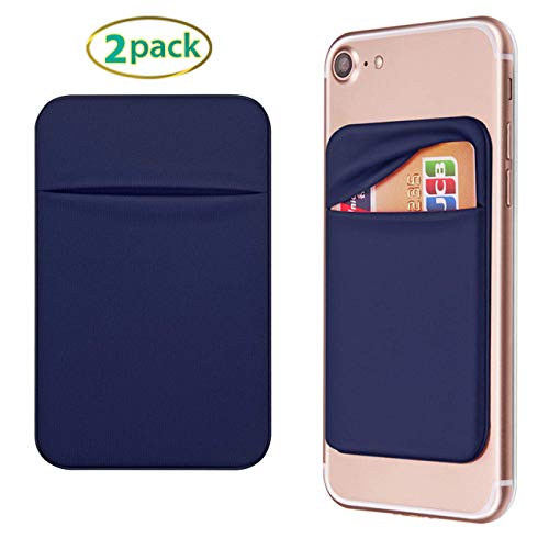 Obvis Cell Phone Pocket Self Adhesive Card Holder Stick On Wallet Sleeve With Adhesive Rfid Card Id Credit Card Atm Card Holder For Iphone Android 2 Pack Blue #TOP1