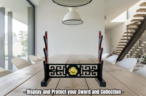 Eforlife Padded Sword Stand Display Velvet Protect Sword Rack Katana Genji Japanese Samurai Blade Gladius Templar Medieval Sword Stand Holder - Dragon (3-Tier) - Thumbnail 7