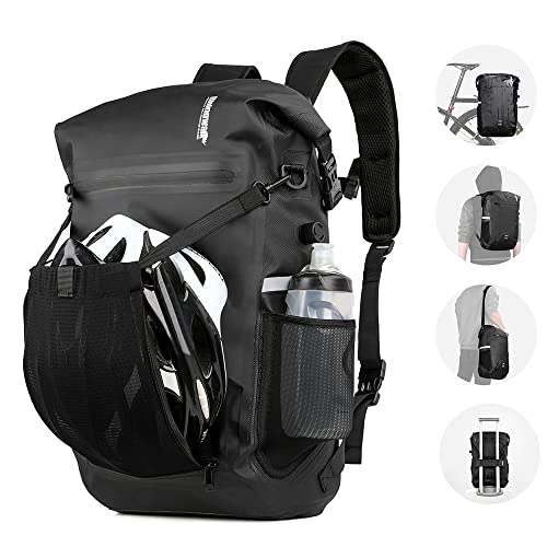 Rhinowalk Bike Pannier Bag 22L Waterproof Bicycle Bag Motor Pannier Backpack Shoulder Bag Laptop Pannier Travel Bag Professional Cycling Accessories-Black #TOP4