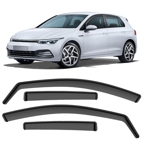 GEARMONSTER Windabweiser Schwarz kompatibel mit Volkswagen Golf VII, Golf VIII, 5 Türer & Variant 2012-2023, Autofenster Regenschutz Regenabweiser Deflektoren, 4 Stück