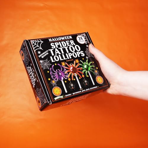 Halloween Spider Tattoo Lollipop, Individually Wrapped, 24 Count | Treat or Treat Suckers, Assorted Fruit Flavors, Seasonal Party Favors, Easy to Share, Boo Basket Fillers - image 6