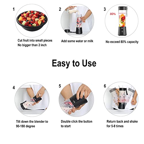 Portable Blender,Personal Size Blender Juicer Cup,Usb Rechargeable Smoothies And Shakes Juicer Cup (Black) #TOP3