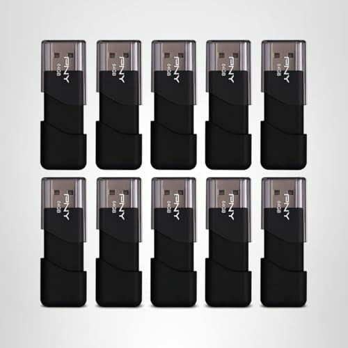PNY P-FD64GX10ATT03-MP 64GB Attach&eacute; 3 USB 2.0 Flash Drive, Black (Pack of 10)