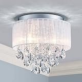 Shrine Lighting 20049 Modern Chandelier K9 Crystal 3 Lights Chandelier Light Fixture Modern Flush Mo