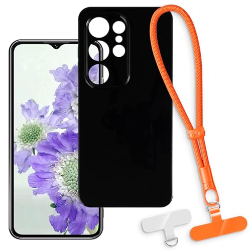 OAGELIM 2-in-1�ی�P�[�X�ƃ��X�g�X�g���b�v Oukitel C2-EV 4G �Ƃ̌݊������� ���O���\�ȃ��j���[�h�t���d�b�J�o�[�A����~�ߕ����h�~�O���b�v�n���h�� (�u���b�N + �I�����W)
